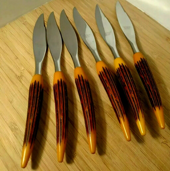 Vtg Danish Mode Sheffield Faux Antler Knives